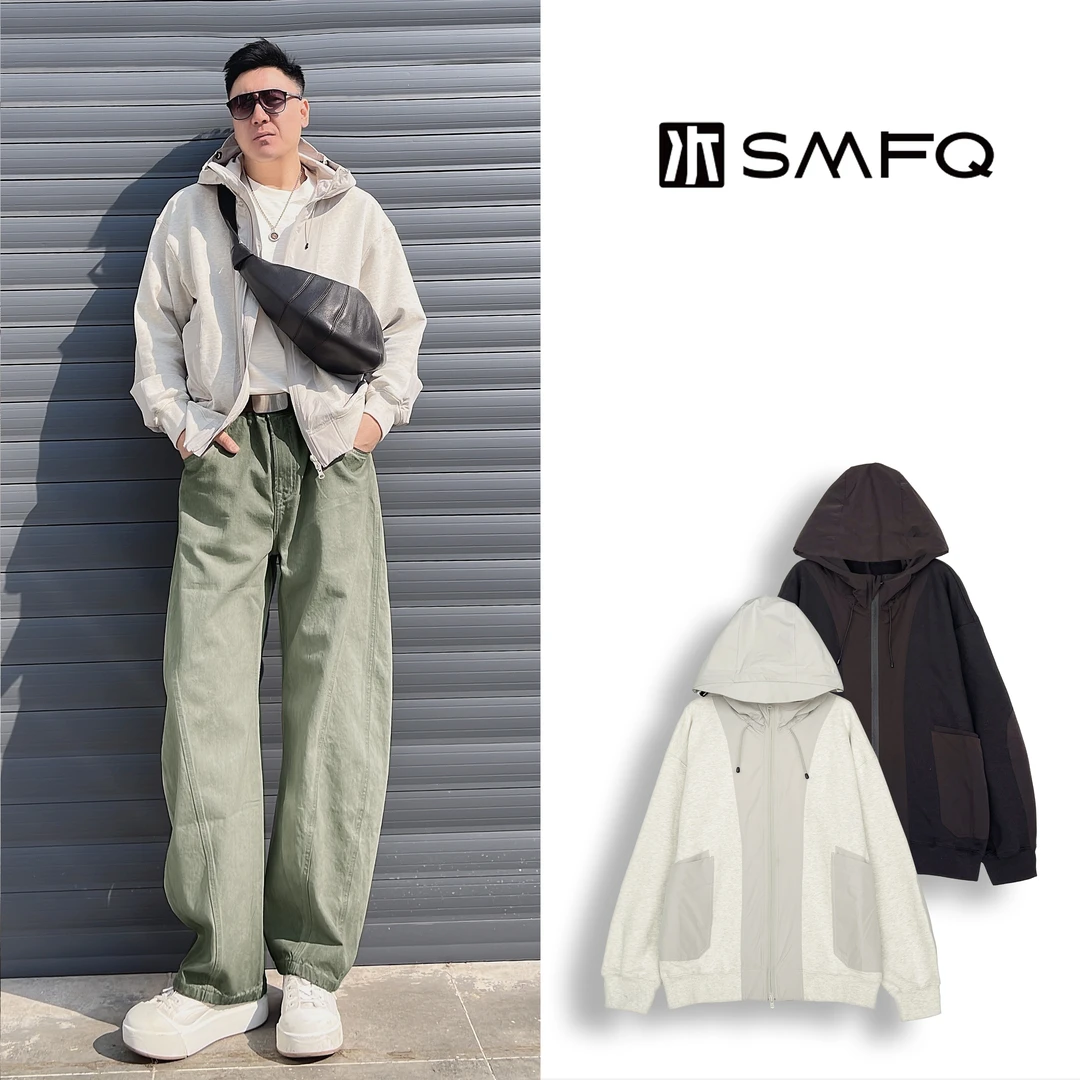 水木夫妻【情侣款】"山川无界"机能风拼接户外口袋连帽运动卫衣