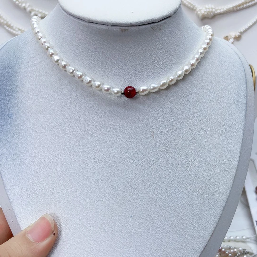 颈饰银S925镶嵌淡水珍珠