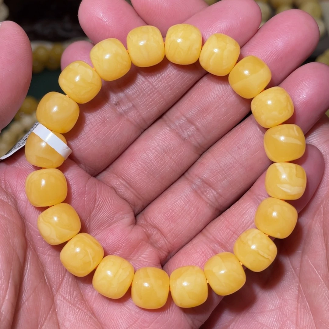 蜜蜡未镶嵌珠宝奇石11mm焦皮同料老型手串16.47