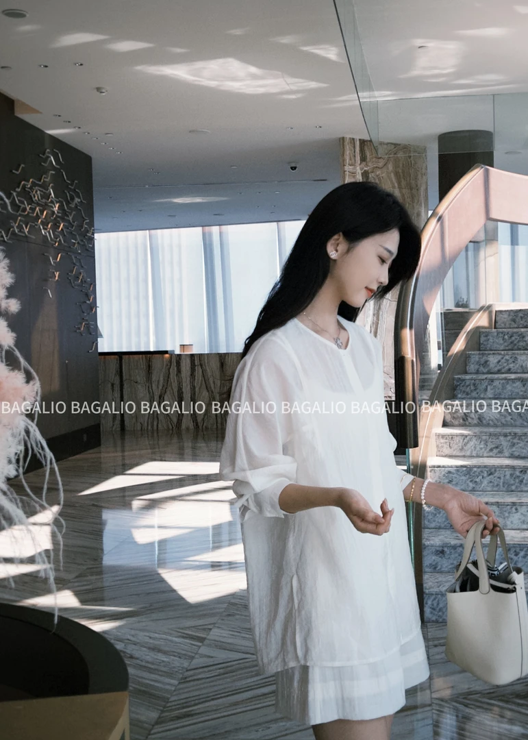 【BAGALIO】宽松韩版透气纯色圆领套装 789