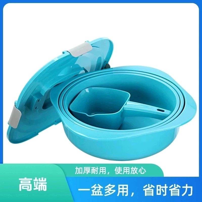 加深钓鱼开饵盆黑坑散炮盆大容量带盖开饵拌饵活饵盆四件套拉饵盘