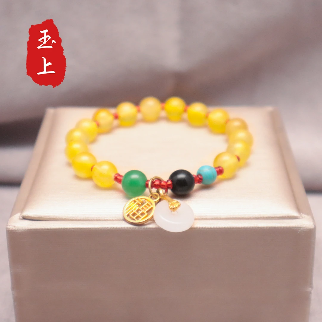 天然黄玛瑙绿玛瑙8mm设计女款手串多样性发——Y5003