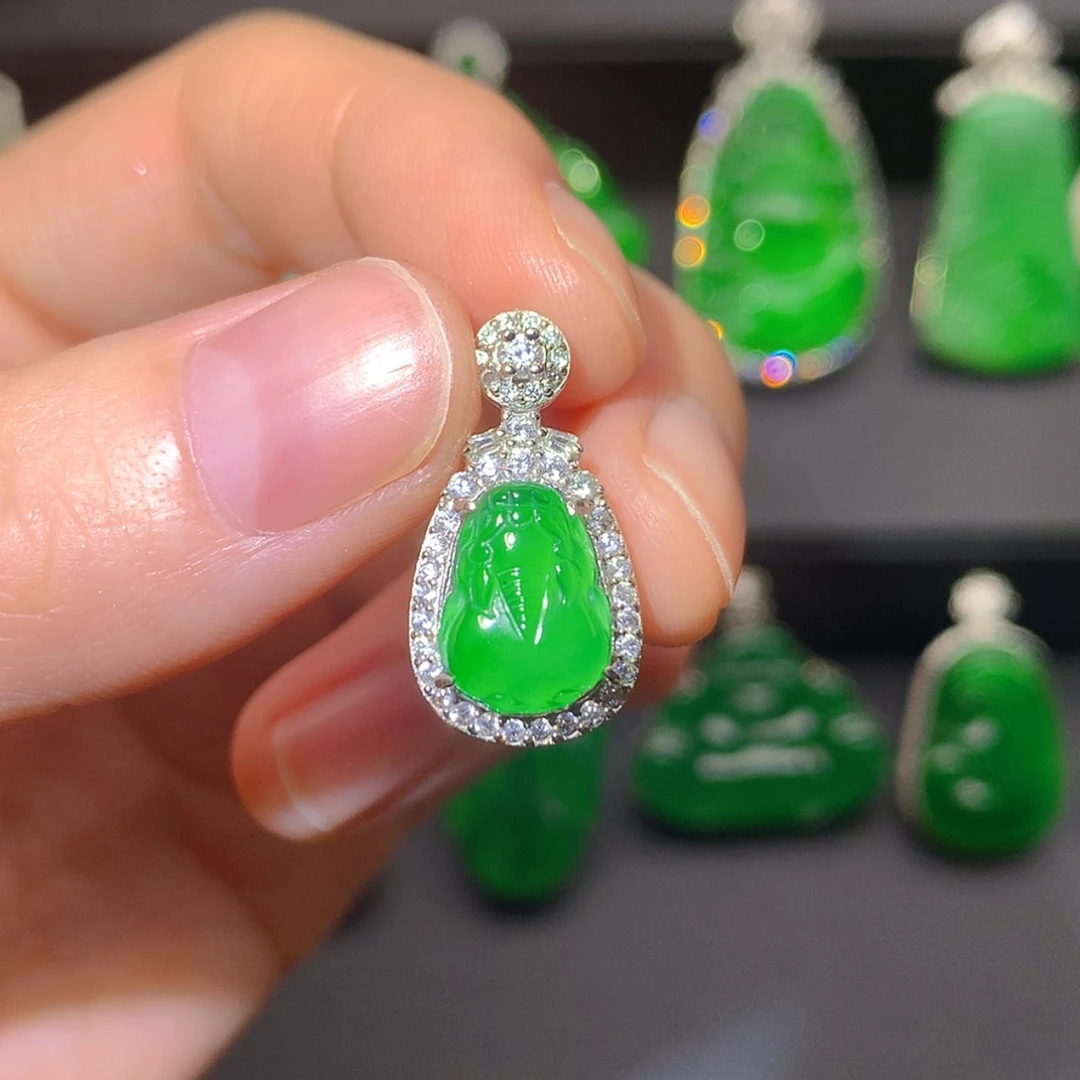 【闪购商品】翡翠银S925镶嵌吊坠(不含链)