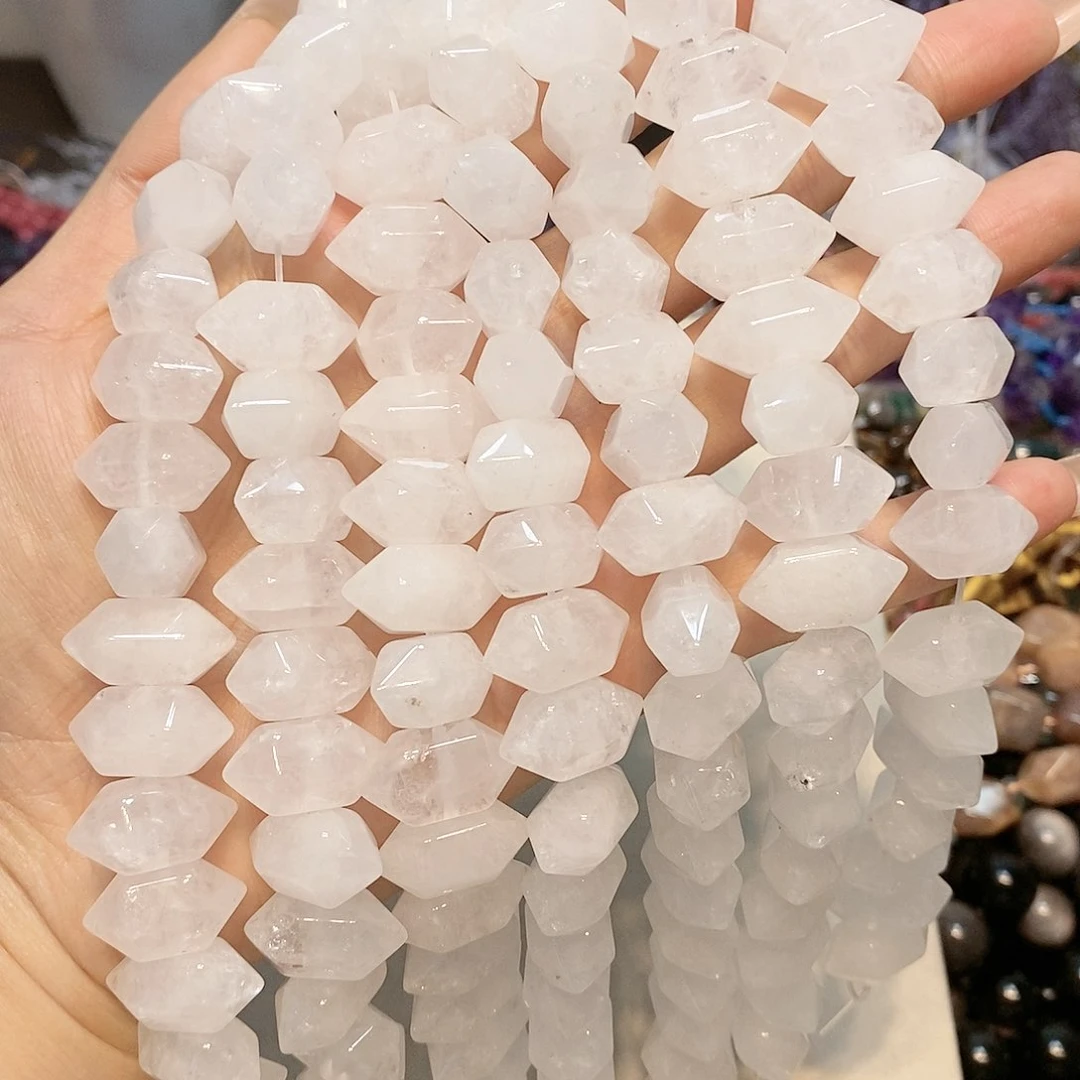 散珠玛瑙/玉髓白水晶双尖短条