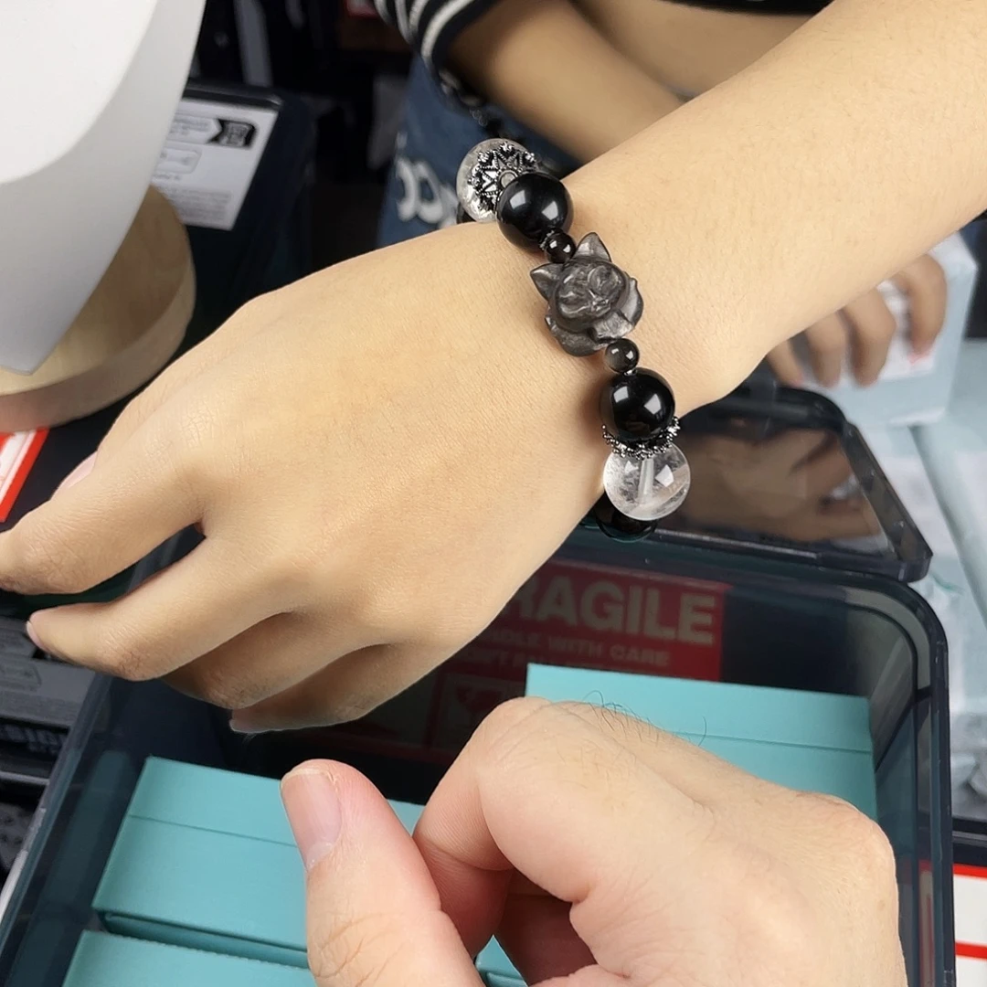 手串水晶银S925镀金镶嵌