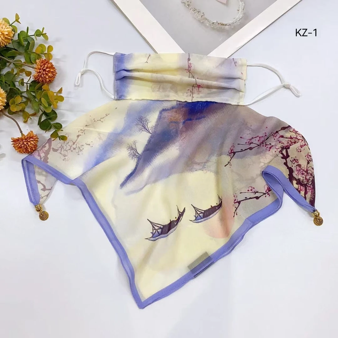 轻舟 夏季防晒护颈防紫外线 遮脸丝巾面纱
