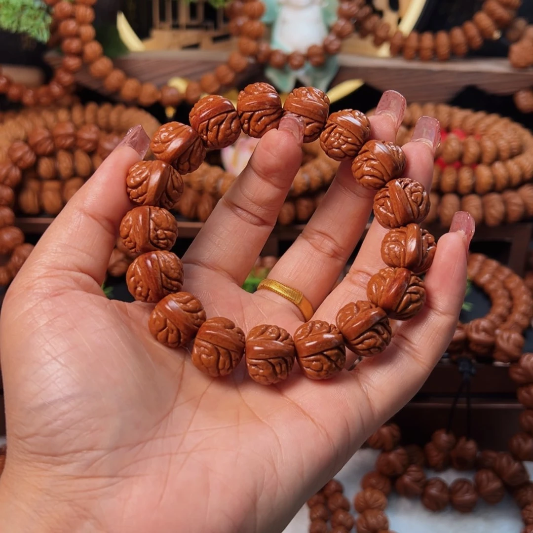 桃核手串17野生籽红皮荔枝