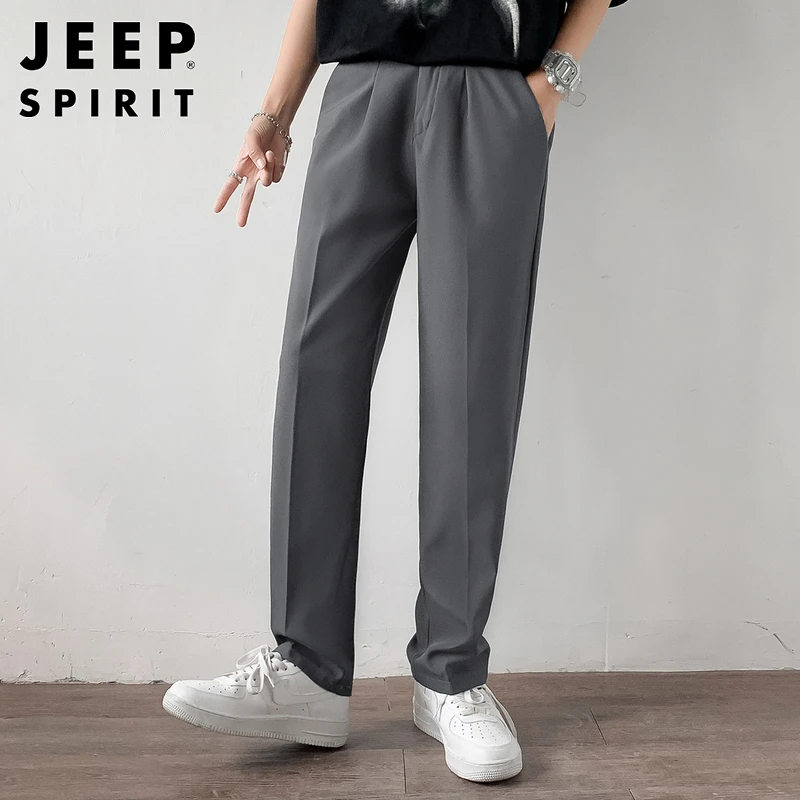 JEEPSPIRIT垂感裤子男士小西裤秋季新款潮牌宽松直筒百搭韩版休闲