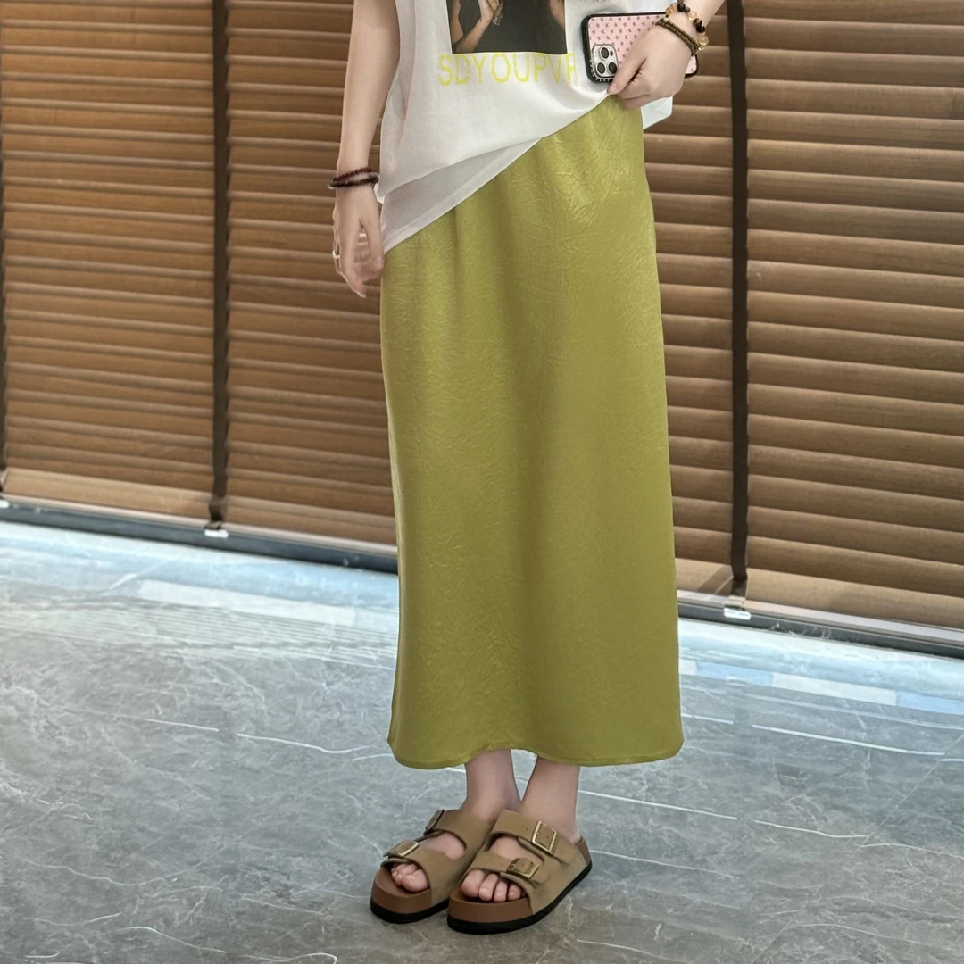 宿慕SUMU夏季舒适百搭醋酸半身裙2025新款5-31显瘦半身裙女F8600L