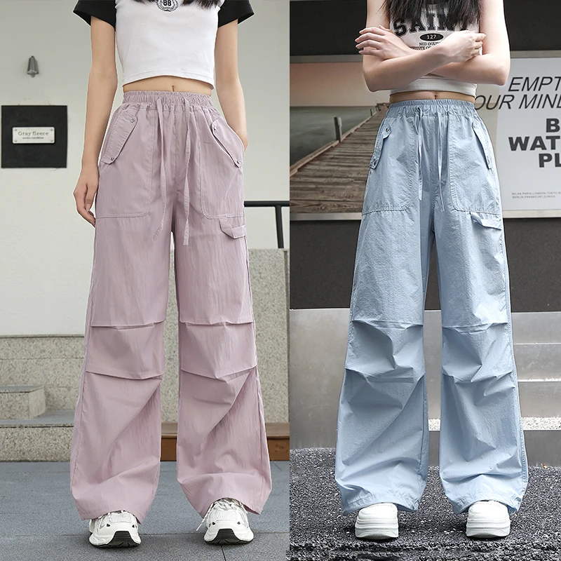 女童工装裤轻薄透气2025新款夏季儿童透气舒适长裤显瘦洋气阔腿裤