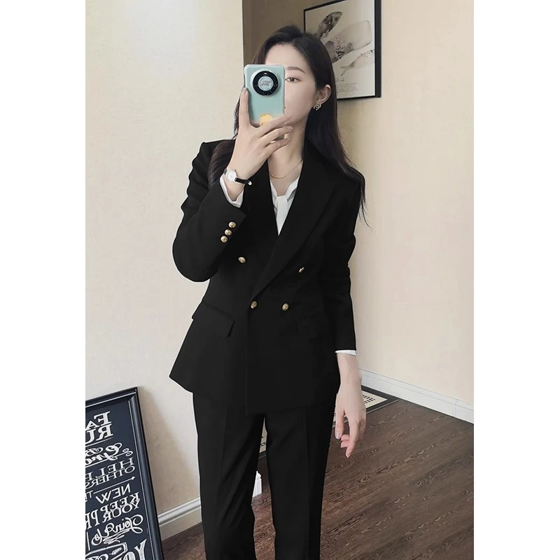 职业西装套装女春秋正装大学生公务员面试工作服教资考公休闲西服