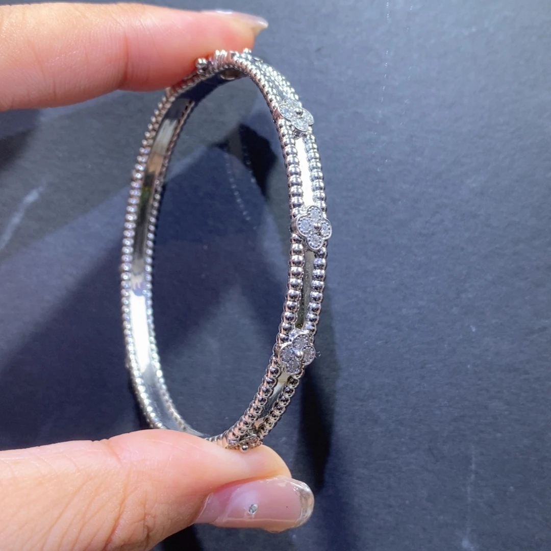 手镯18K金镶嵌钻石k白万花筒手镯