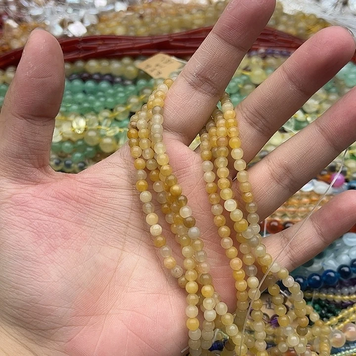 玛瑙/玉髓未镶嵌珠宝半成品2条4mm左右黄龙玉