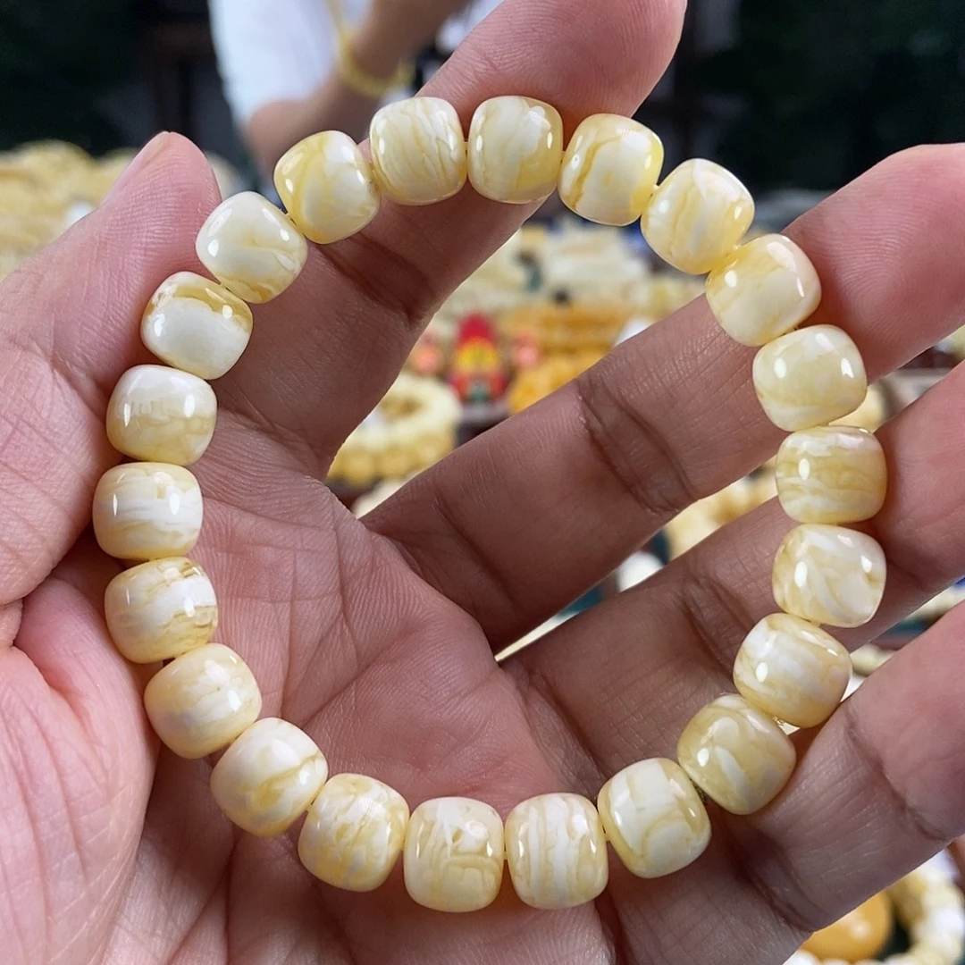 未镶嵌琥珀珠宝奇石10虎皮纹同料串14.1