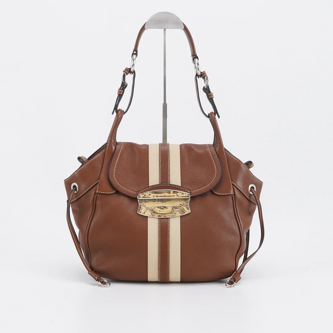 95新 Prada/普拉达 【白菜】牛皮荔枝纹 单肩包/BGD401350007