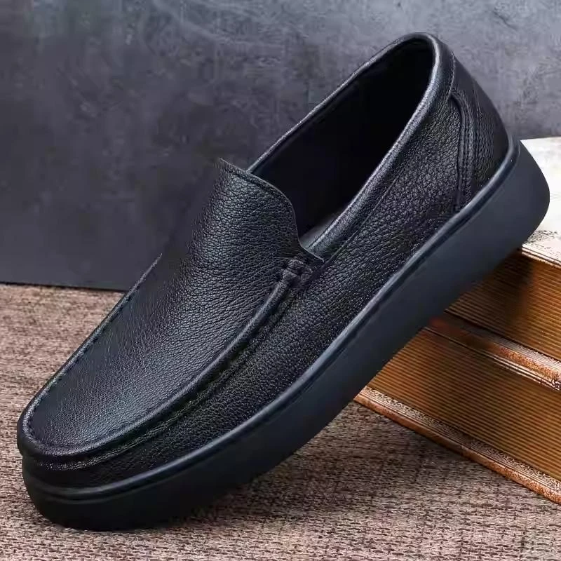 2025新款潮流百搭豆豆鞋男高端羊皮百搭休闲真皮一脚蹬透气皮鞋男
