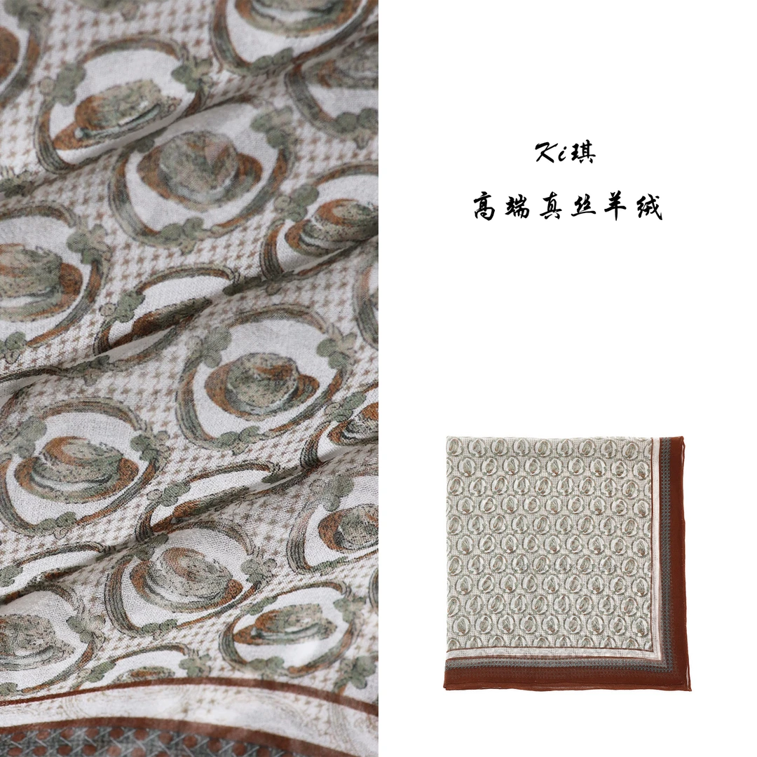 【清野绿赫】松弛文艺日系田园森系桑蚕丝乔其纱方巾围巾真丝丝巾