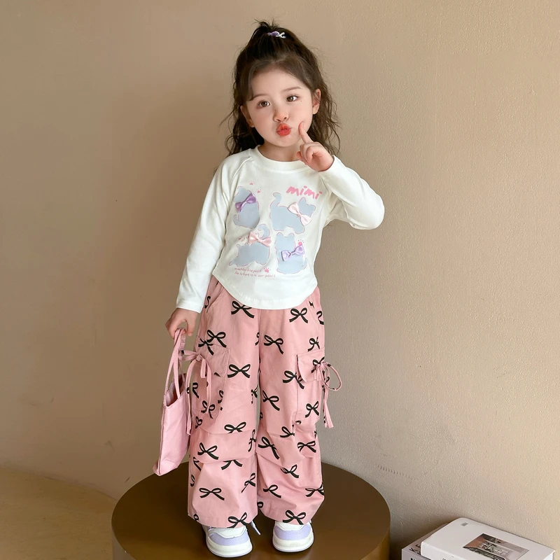 女童甜酷套装洋气2025春秋装新款女宝宝休闲两件套女孩工装裤时髦