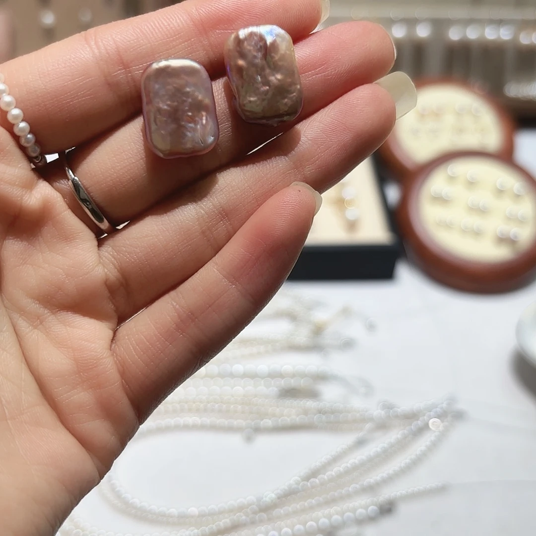 淡水珍珠耳饰银S925镶嵌