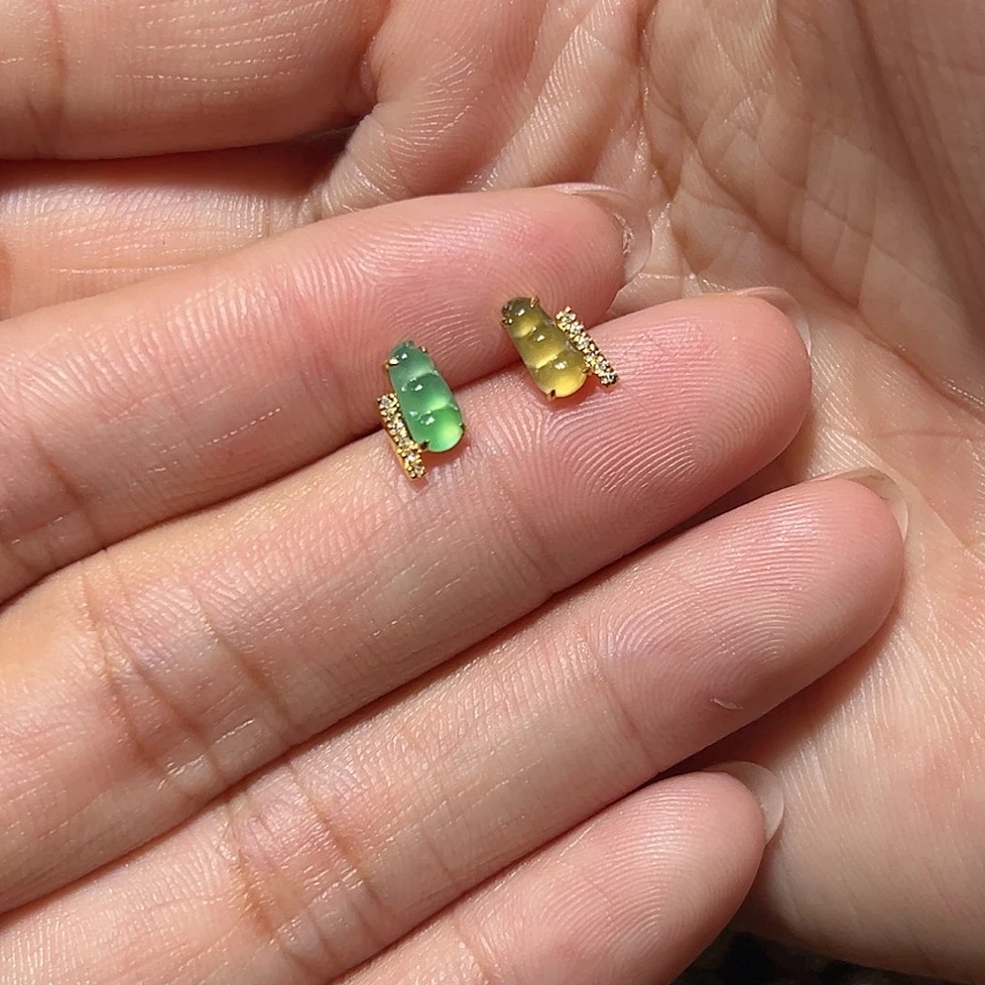 翡翠18K金镶嵌颈饰耳饰