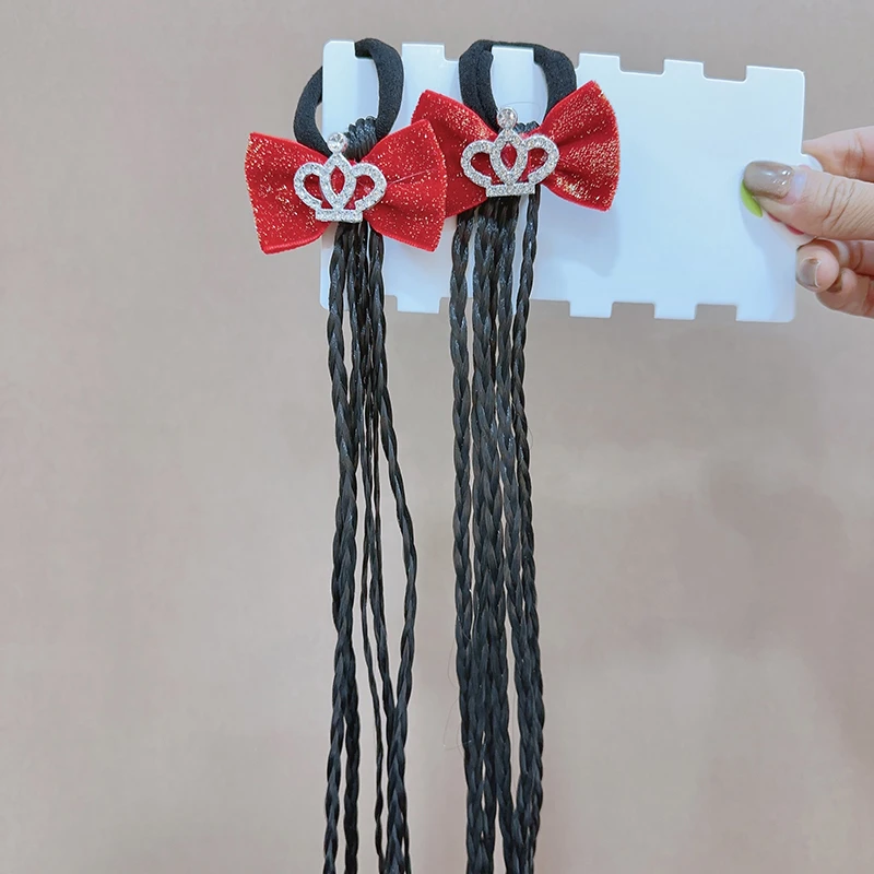 XN324 儿童新年红色甜酷假发辫子头饰甜美女童泡泡辫小女孩喜