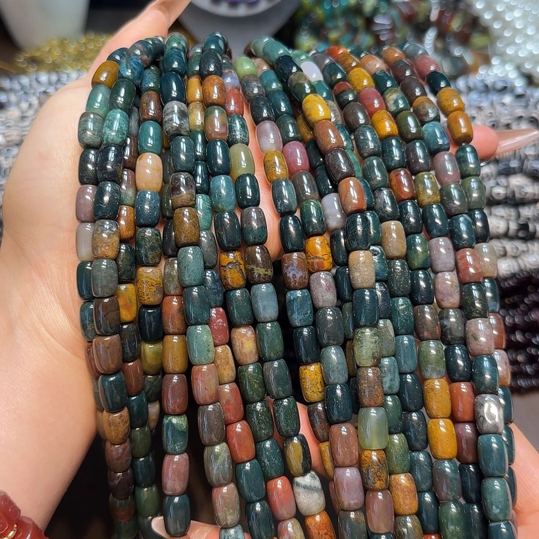 玛瑙/玉髓未镶嵌珠宝半成品水草玛瑙桶8✖️12mm一条