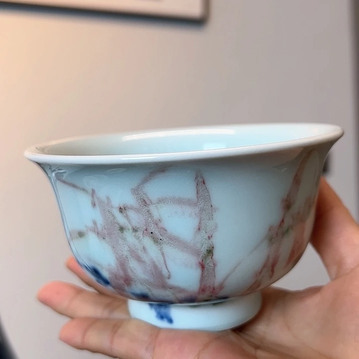 青花釉里红色差放漏300cc碗