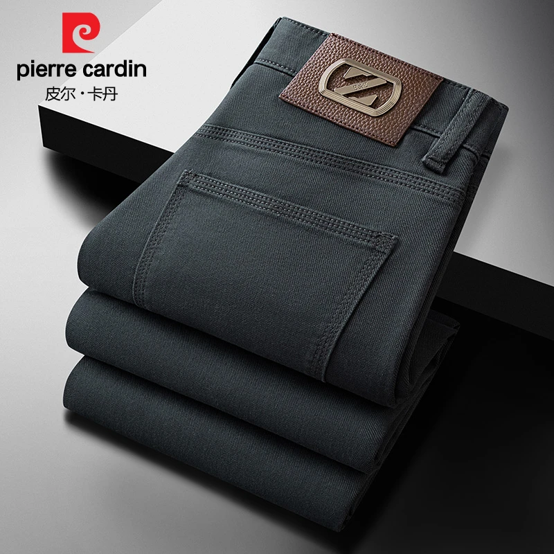 皮尔卡丹高端轻奢修身锥型薄款牛仔裤弹力直筒长裤 秋季热销