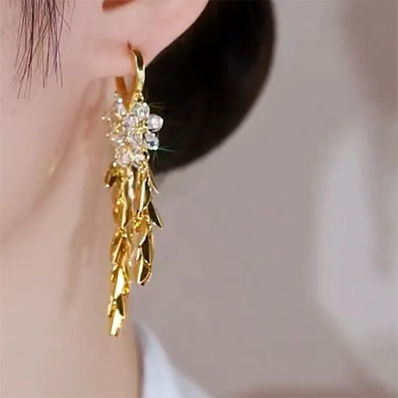 合金亚克力耳饰 合金流苏麦穗耳扣耳环 A155