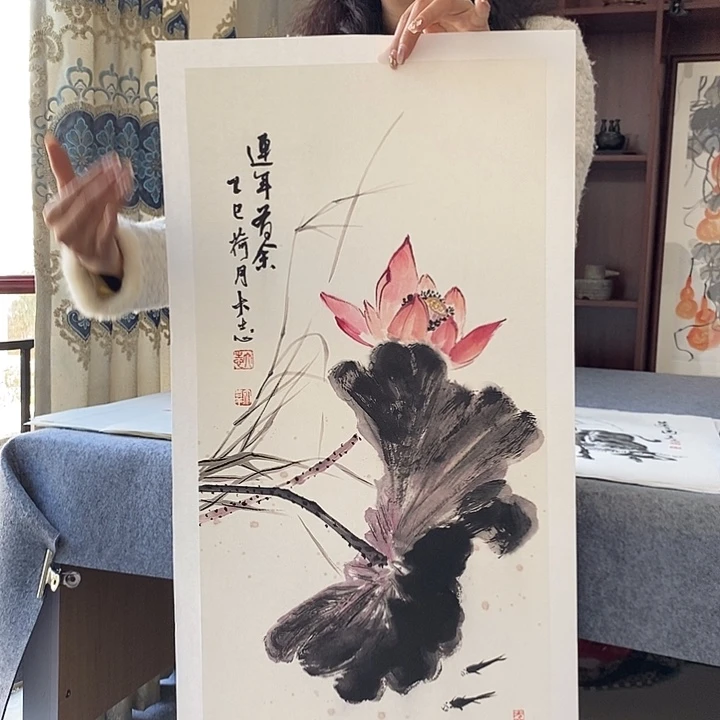 国画纯手绘国画写意作品34*68