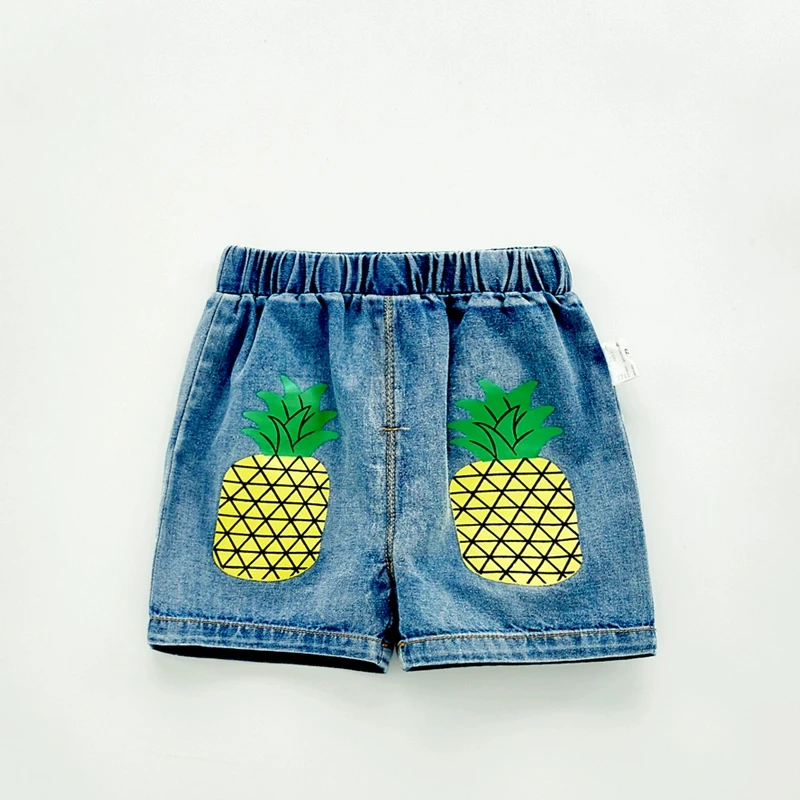【现货】儿童牛仔裤夏季儿童菠萝印花短裤SX9235