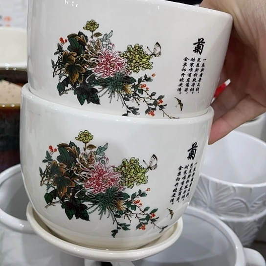 多肉绿植陶瓷花盆9.9包邮，有孔