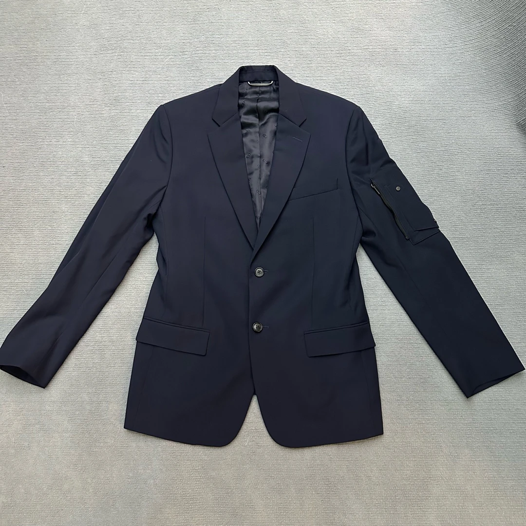 99新 DIOR/迪奥 藏蓝色单西/袖子口袋设计/46尺码