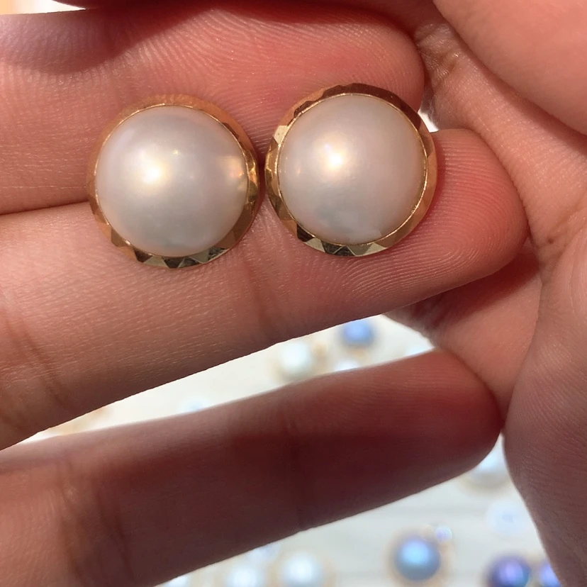 【闪购商品】耳饰拼合珍珠（马贝珠）18K金镶嵌