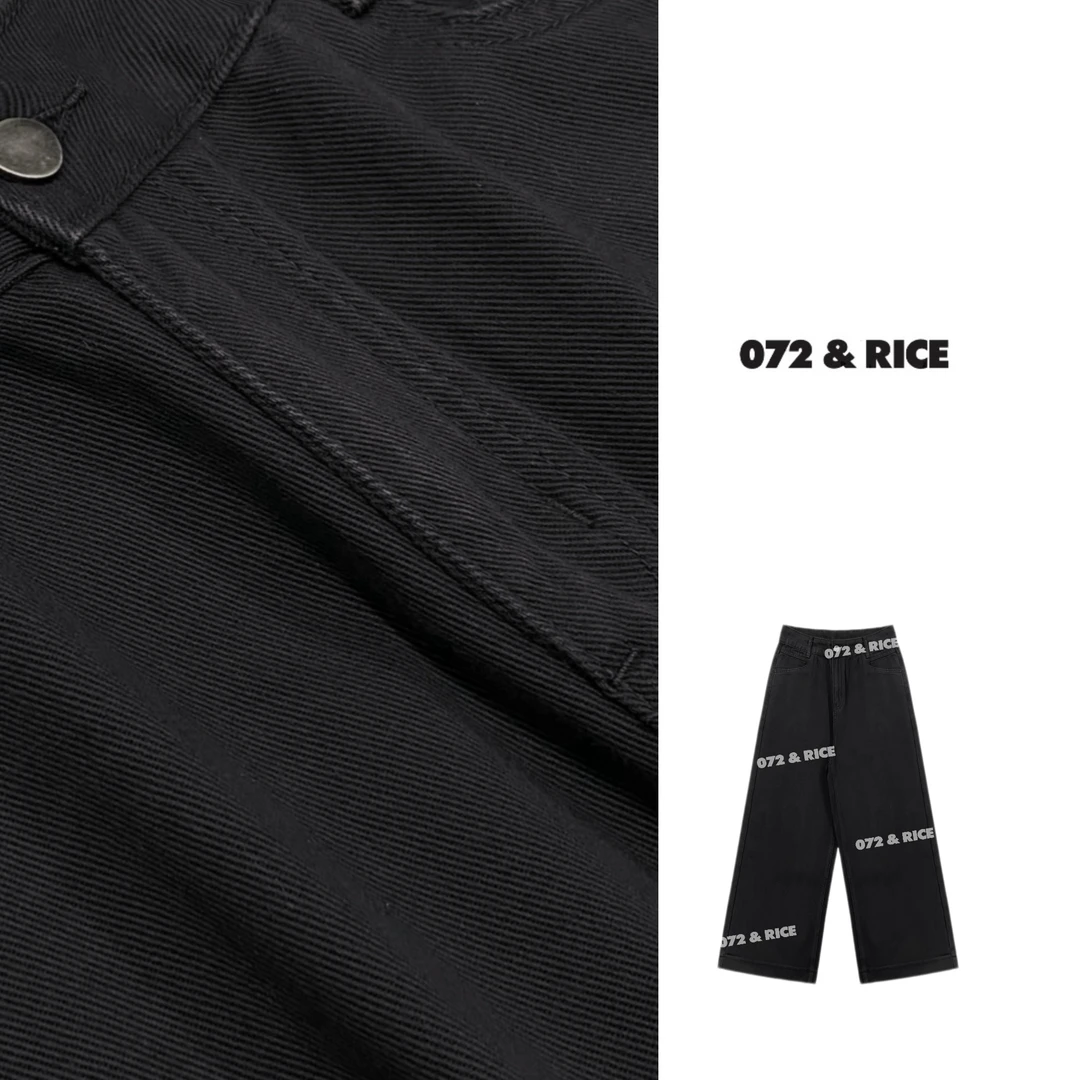 072 & RICE【黑耀裤】100纯棉 春夏休闲直筒牛仔九分裤 32YZH38