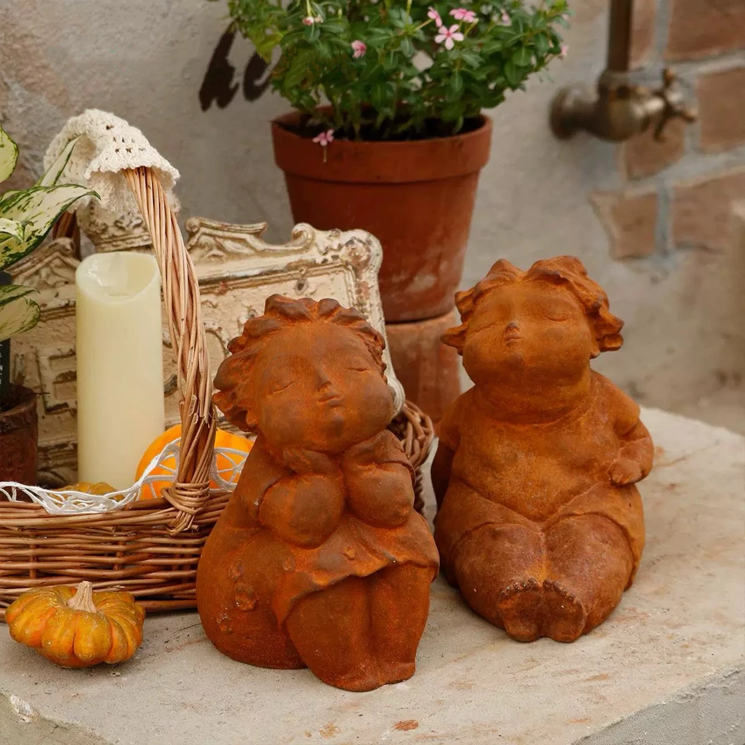 【南乔花园】园艺杂货 铸铁胖妞小天使摆件