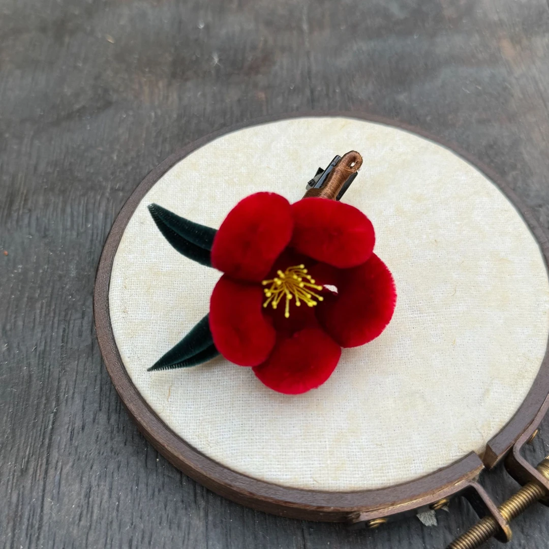 【朱茸】手工绒花发夹