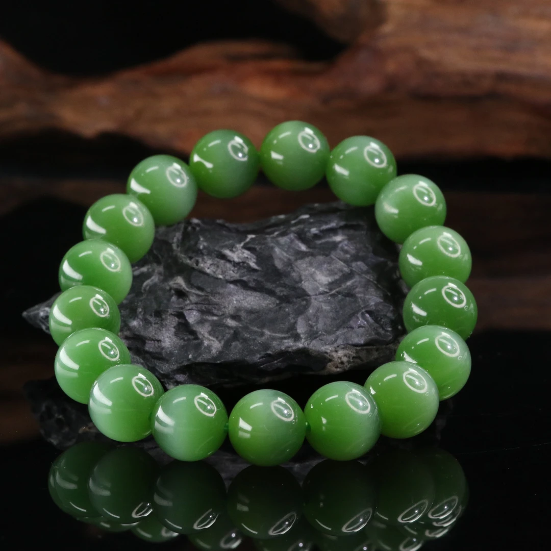 31和田玉碧玉极光一线猫手串/401942北京中保拍卖