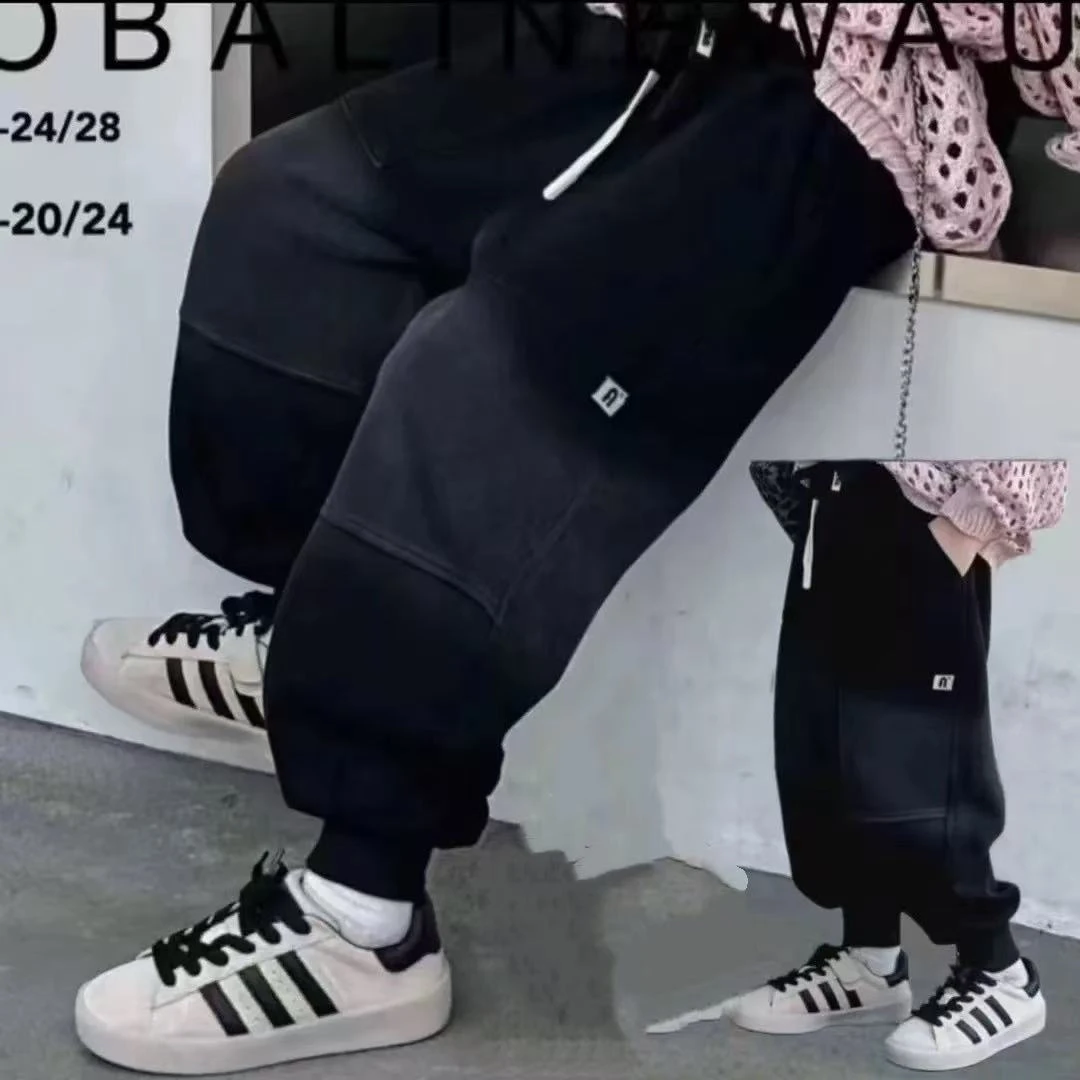 男童运动裤春秋黑色裤子新款中大童秋季束脚卫裤儿童秋装休闲长裤