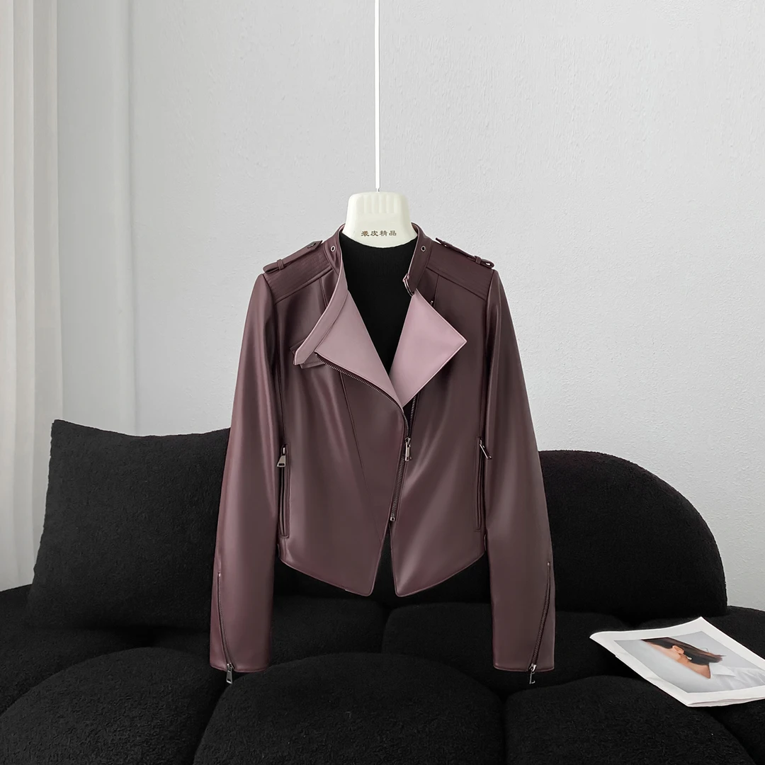 KAISER/凯撒5P2051-1秋季新款轻奢时尚大气短款真皮绵羊皮外套