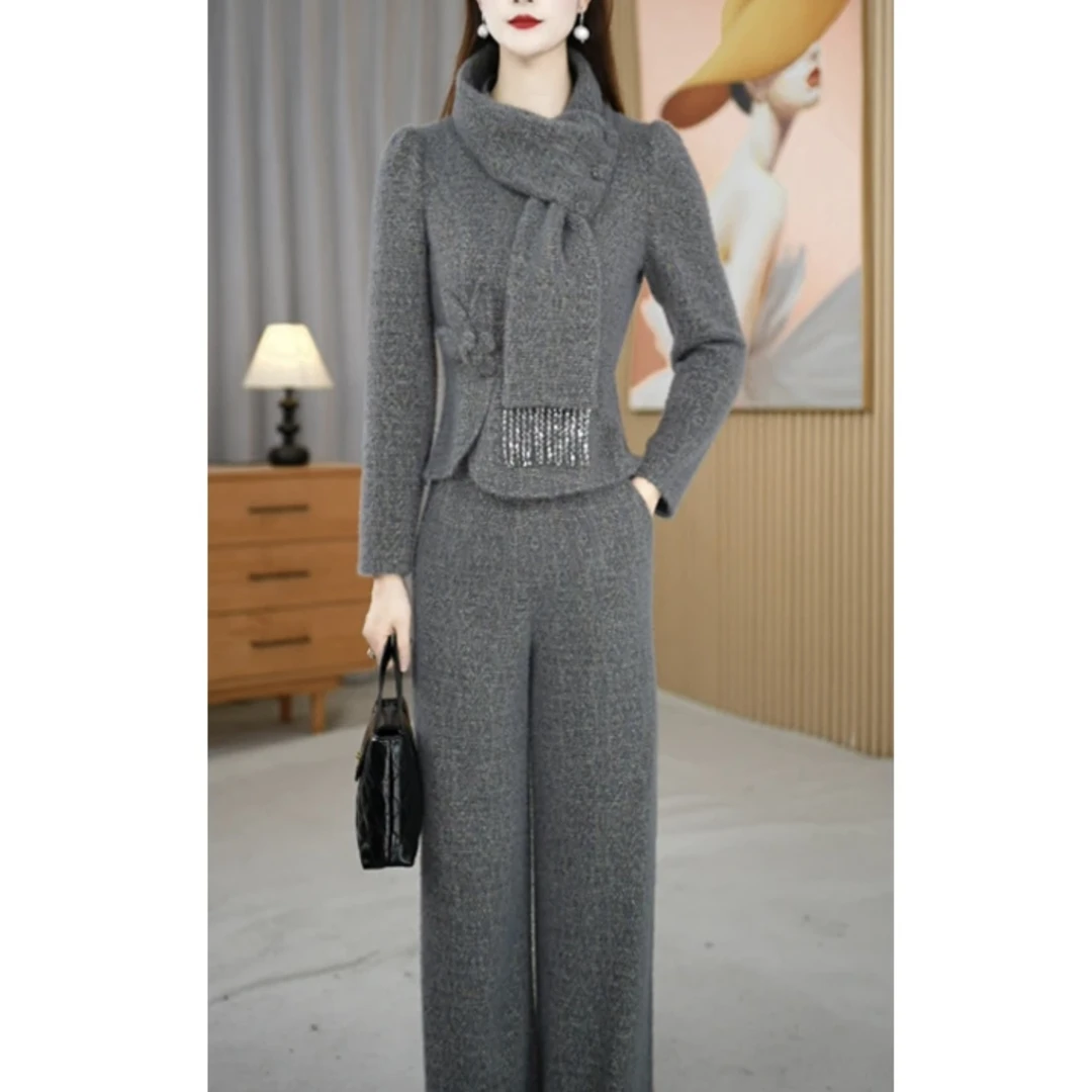 2025冬季新款西装领大衣+两件套裤（三件套/大衣/两件套裤可自选）