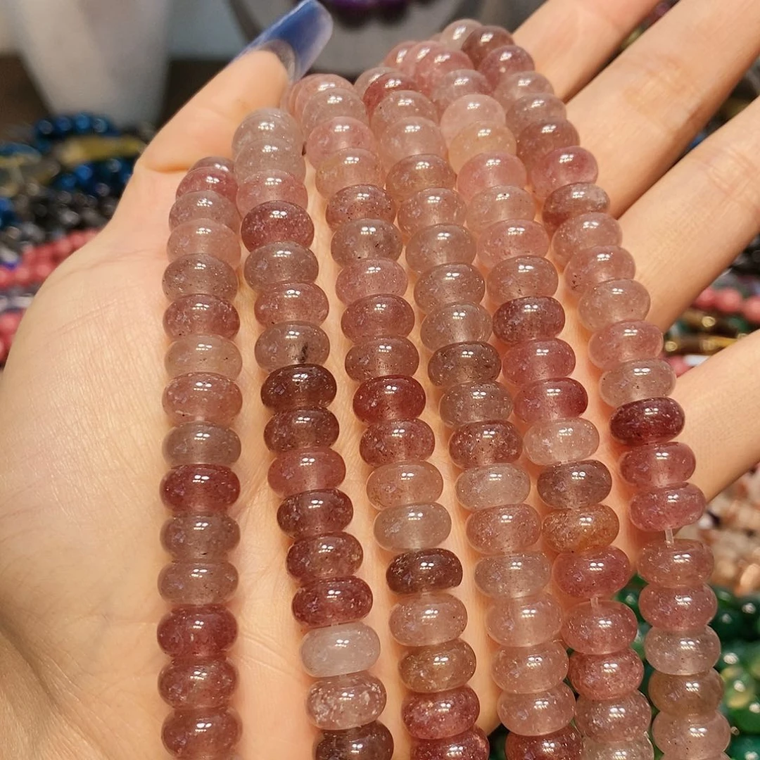 玛瑙/玉髓散珠天然草莓晶10mm一条算盘