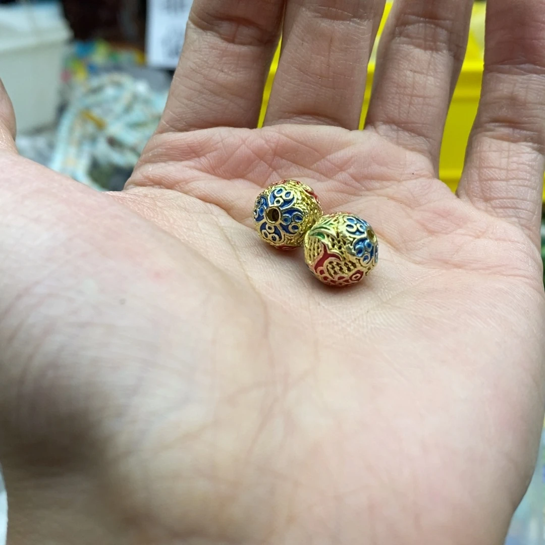 玛瑙/玉髓未镶嵌珠宝半成品两个12mm景泰蓝鱼C198