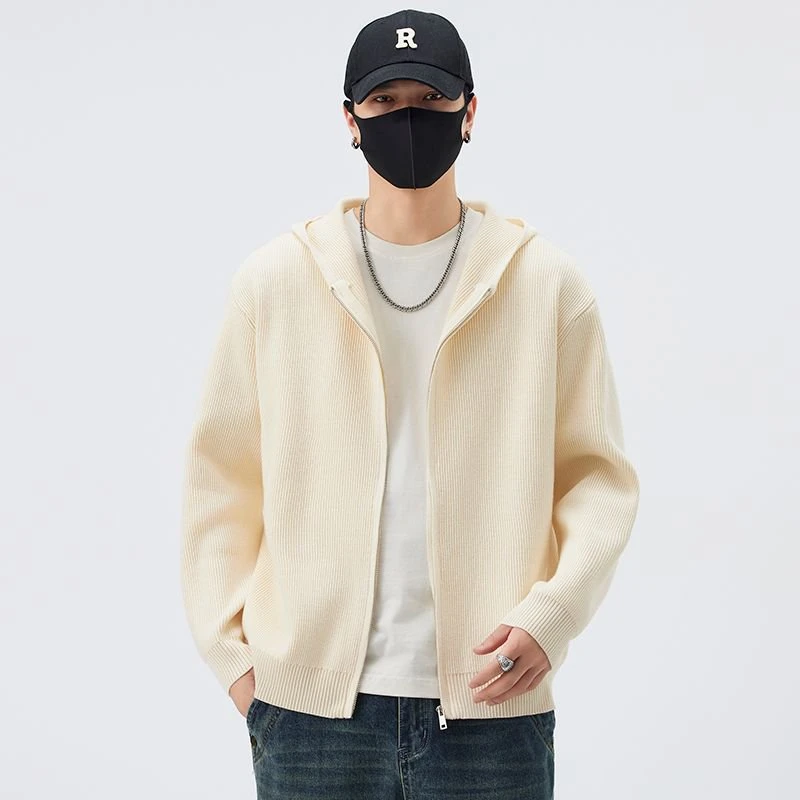 CHOMNES潮牌双拉链针织开衫男秋美式运动毛衣高街慵懒风情侣外套