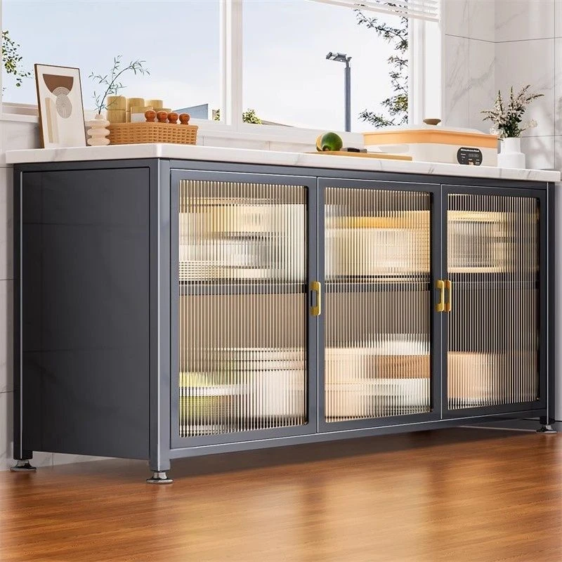 岩板厨房置物架落地多层家用多功能收纳柜储物柜锅碗餐边储物橱柜