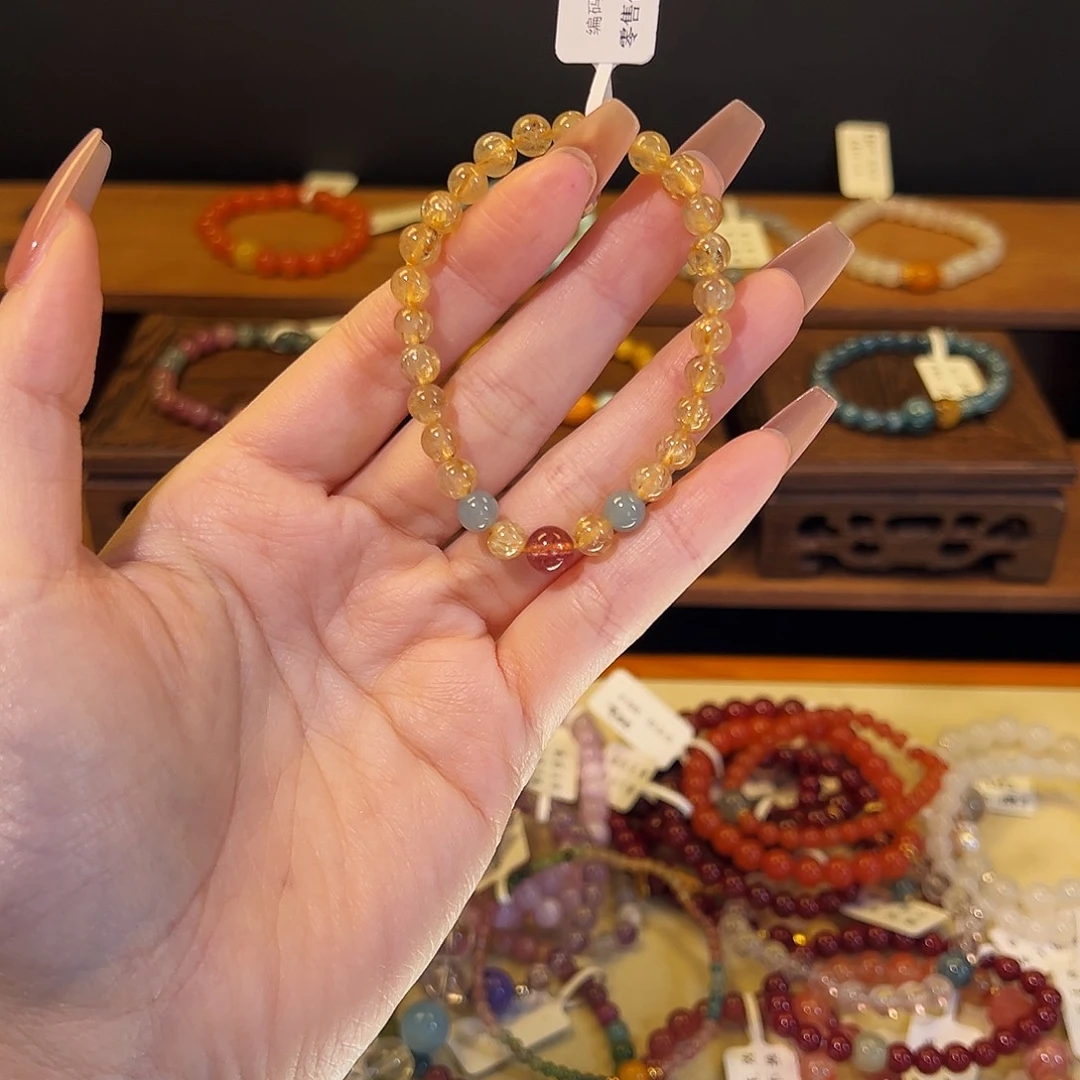 水晶手链银S925镶嵌金发2603