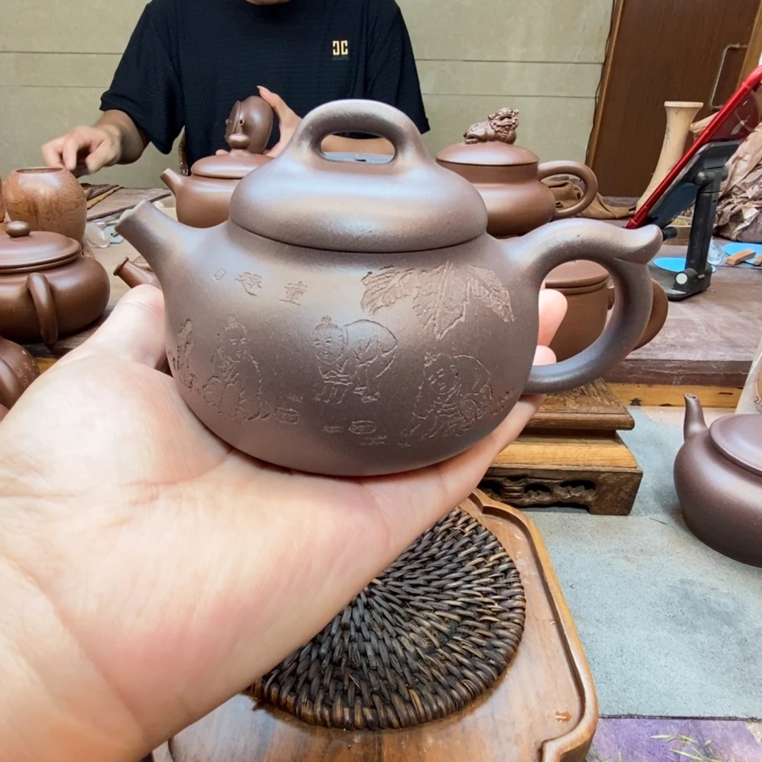 茶壶紫砂童趣壶（原矿天青泥230cc）