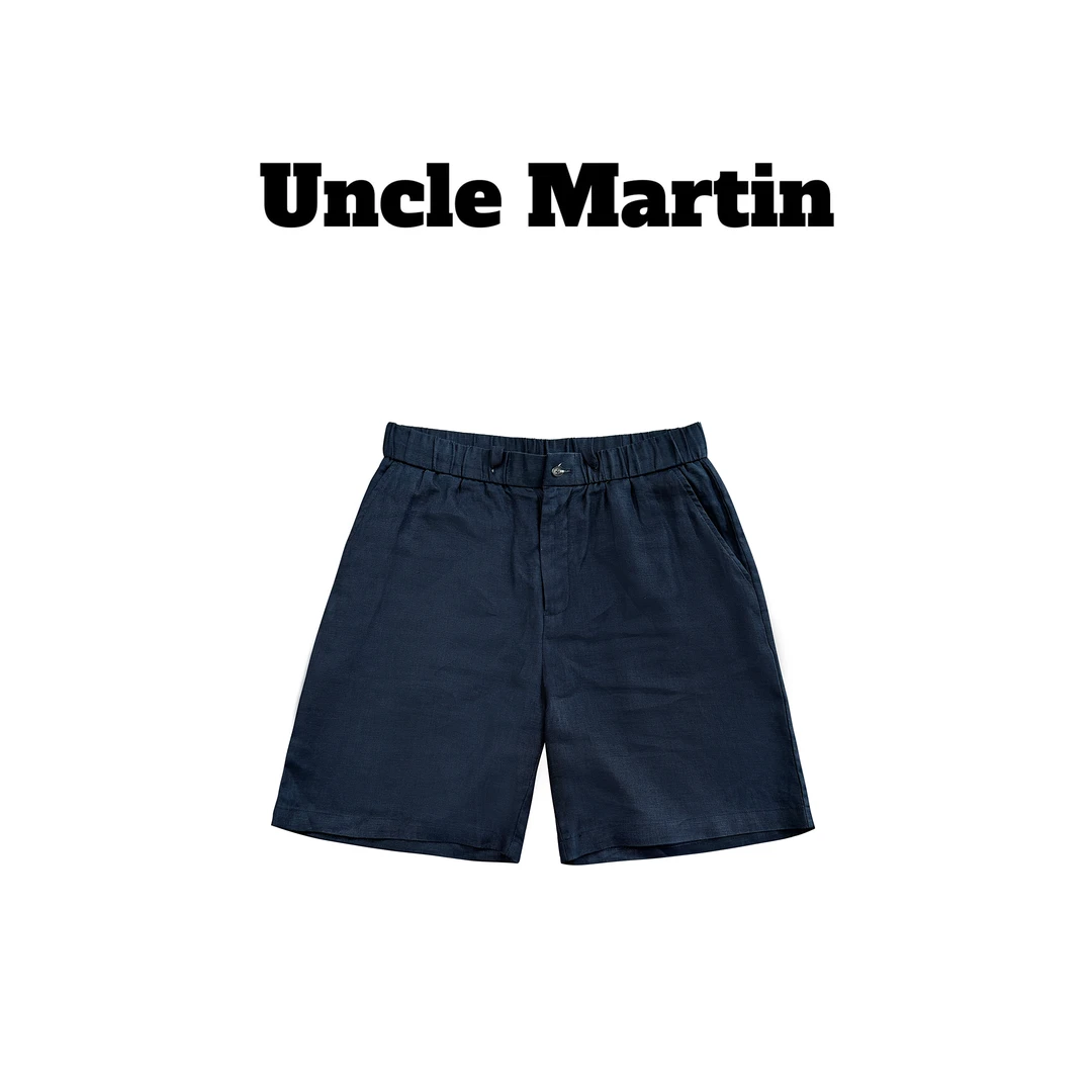 马丁叔叔 25新款亚麻高级感阔版亚麻短裤