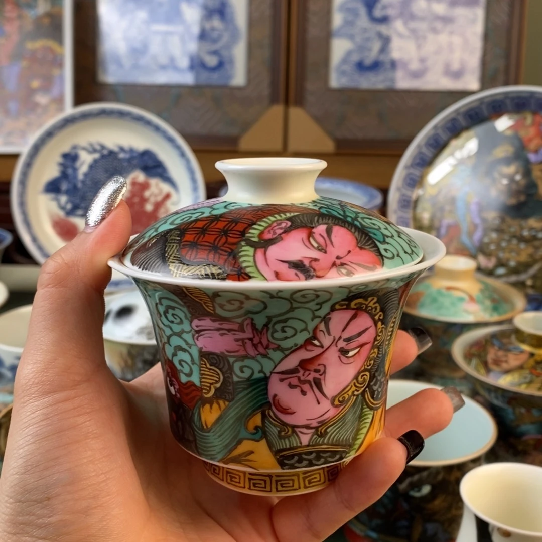 纯手工手绘陶瓷盖碗