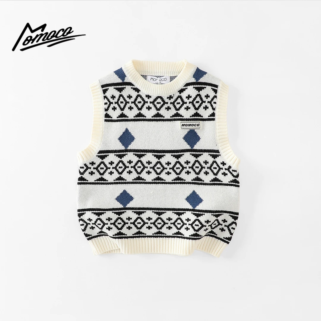 MOMOCO春秋季新款男童简约时尚背心毛衣马甲外套77330110001